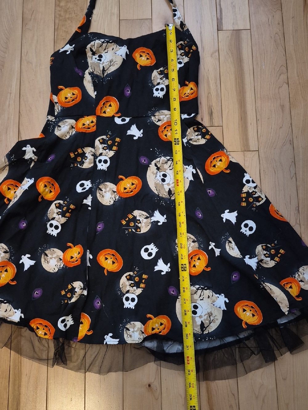 Oten Womens' Black Pumpkin & Ghost Halter Dress - Picture 6 of 6